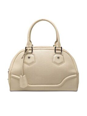 Louis Vuitton Epi Bowling Montaigne PM Handbag Yvoir White Leather